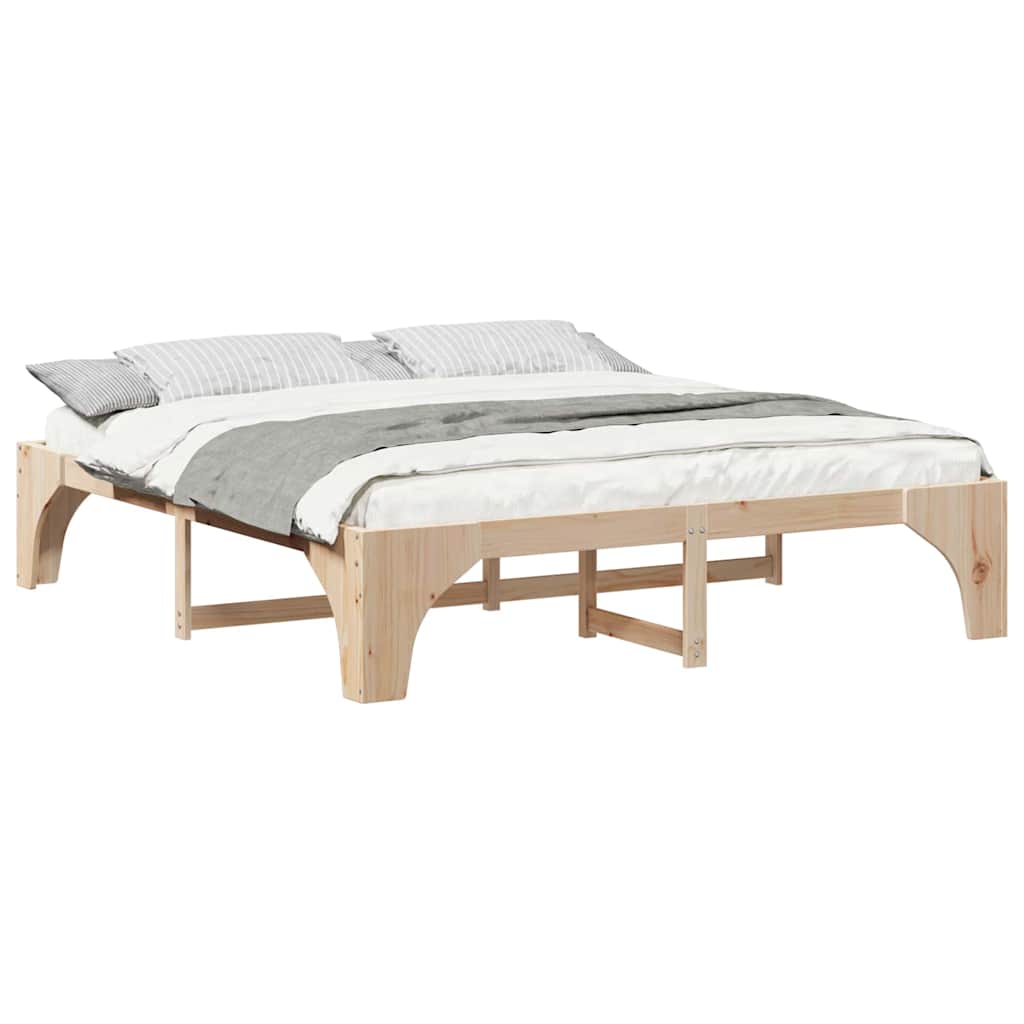 vidaXL Struttura letto a terra Marrone Legno di pino massello