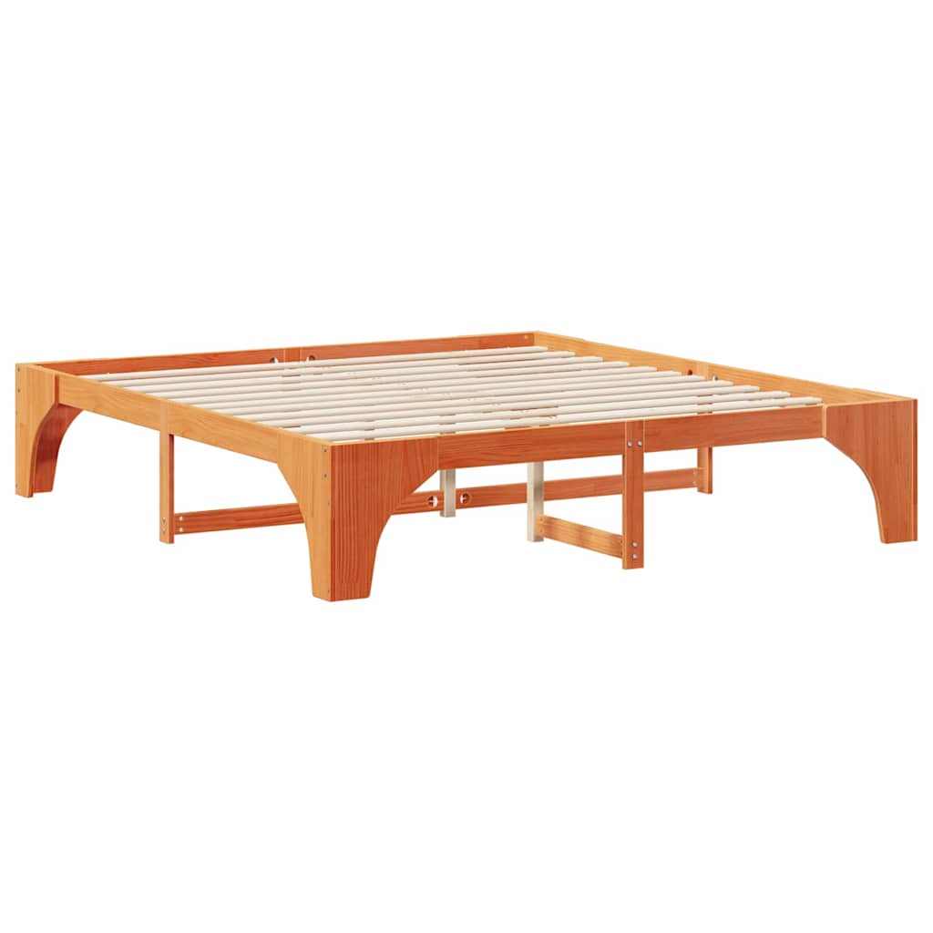 vidaXL Struttura letto a terra Marrone Legno di pino massello