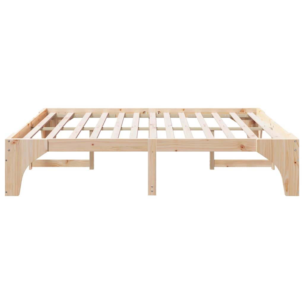 vidaXL Struttura letto a terra Marrone Legno di pino massello