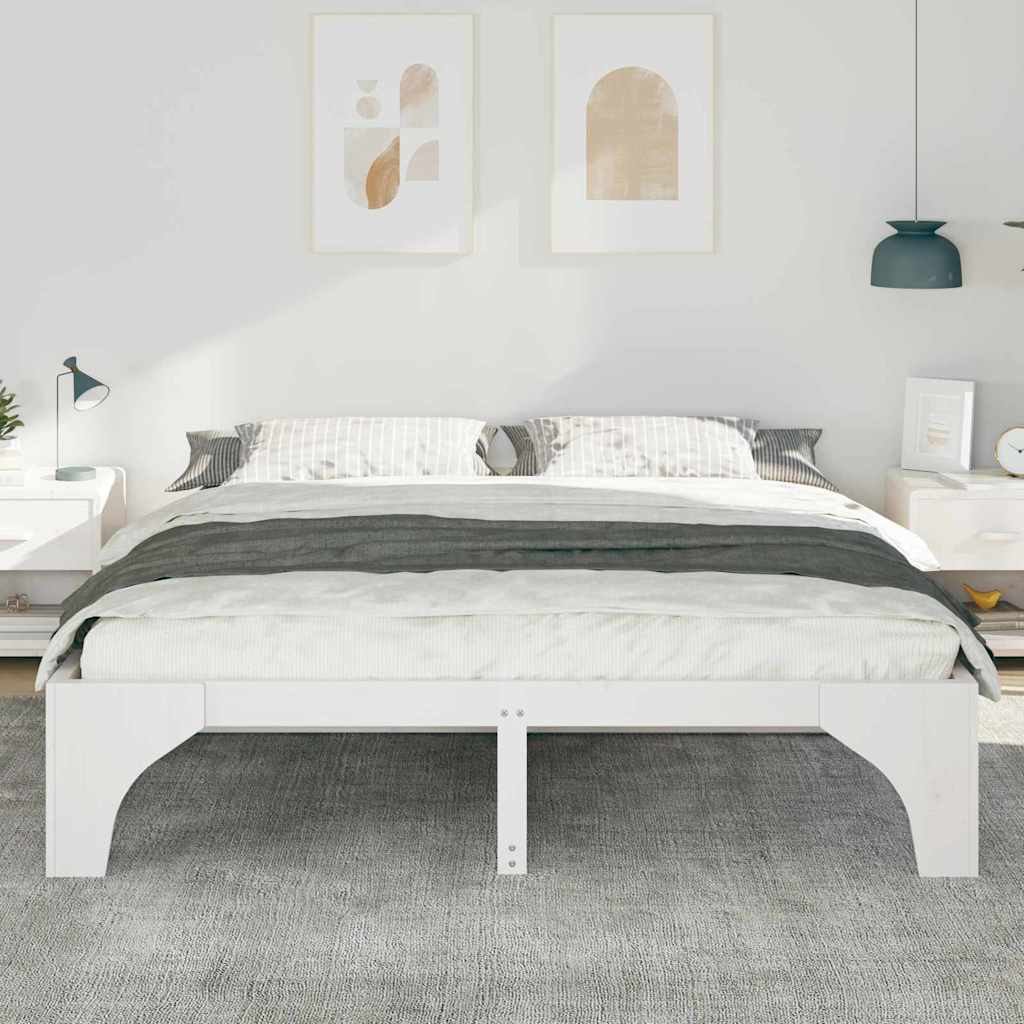 vidaXL Struttura letto a terra Bianco Legno di pino massello