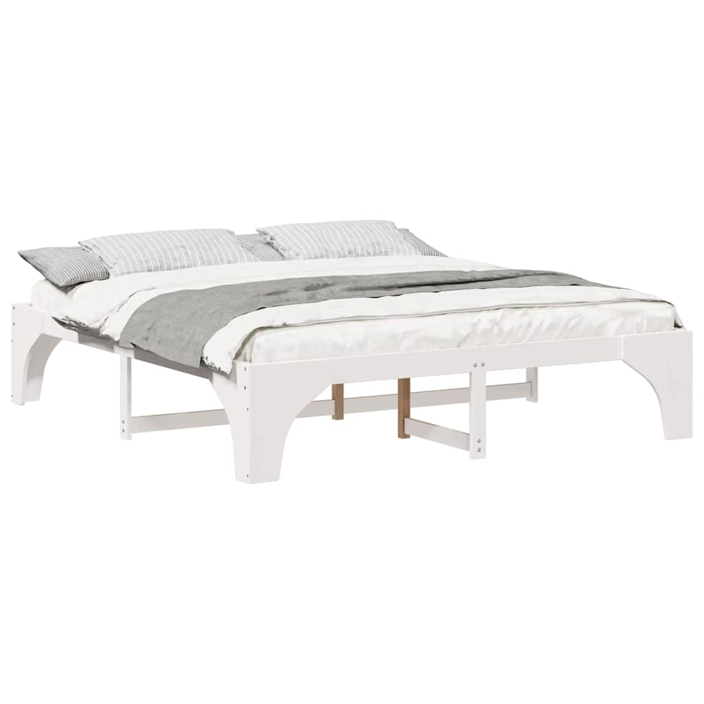 vidaXL Struttura letto a terra Bianco Legno di pino massello
