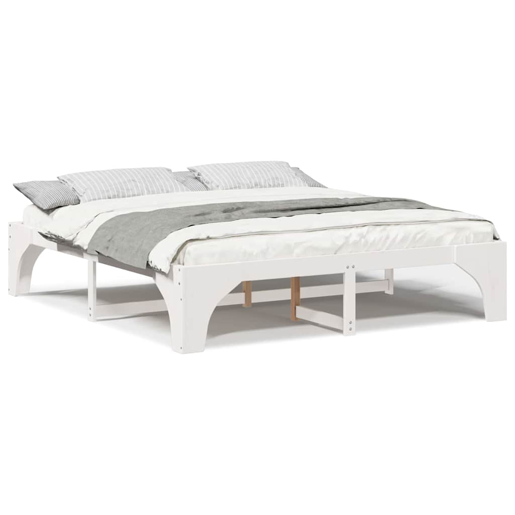 vidaXL Struttura letto a terra Bianco Legno di pino massello
