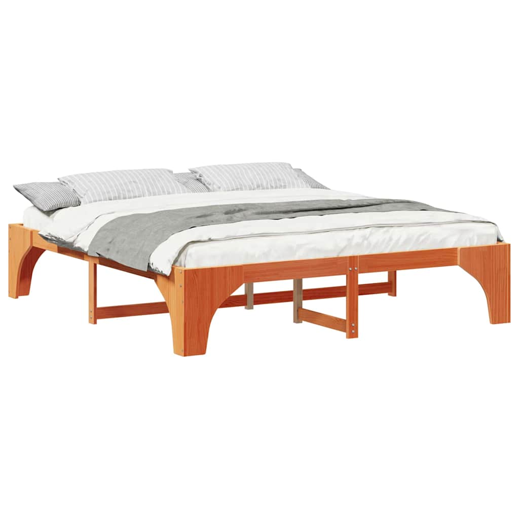 vidaXL Struttura letto a terra Marrone Legno di pino massello