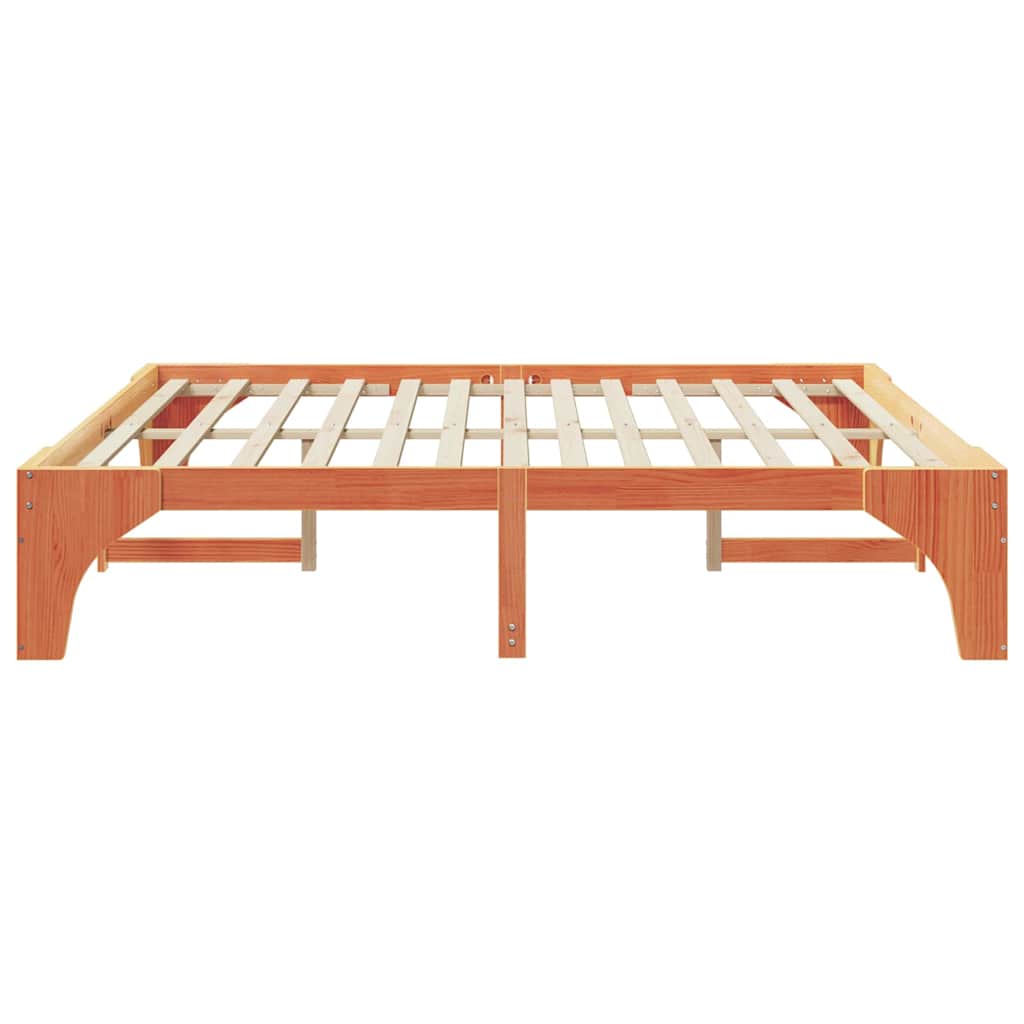 vidaXL Struttura letto a terra Marrone Legno di pino massello