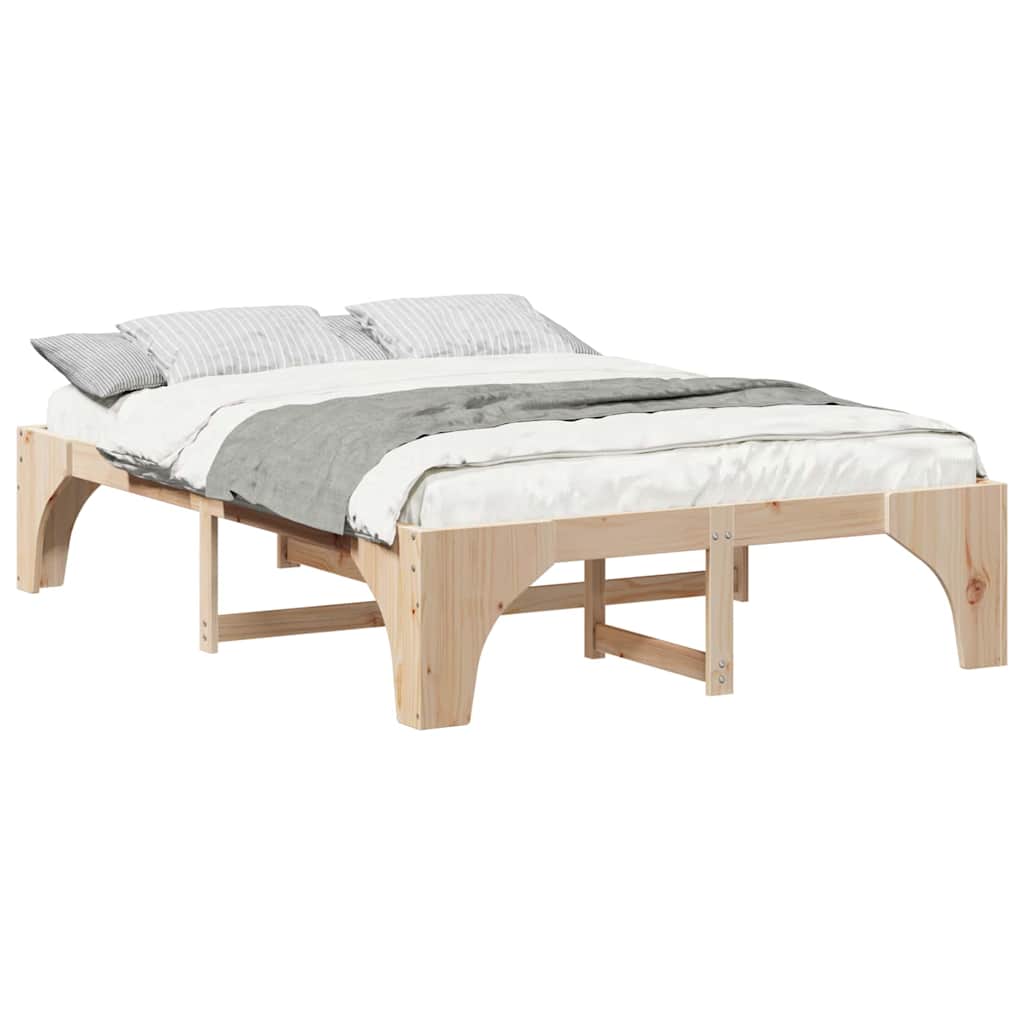 vidaXL Struttura letto a terra Marrone Legno di pino massello