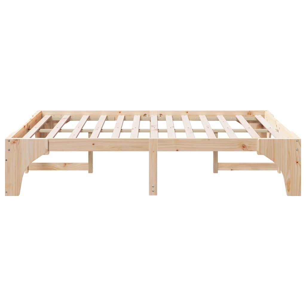 vidaXL Struttura letto a terra Marrone Legno di pino massello