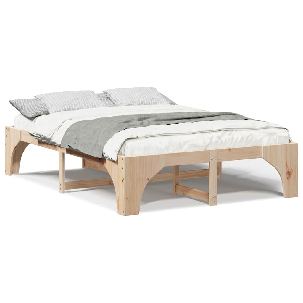 vidaXL Struttura letto a terra Marrone Legno di pino massello
