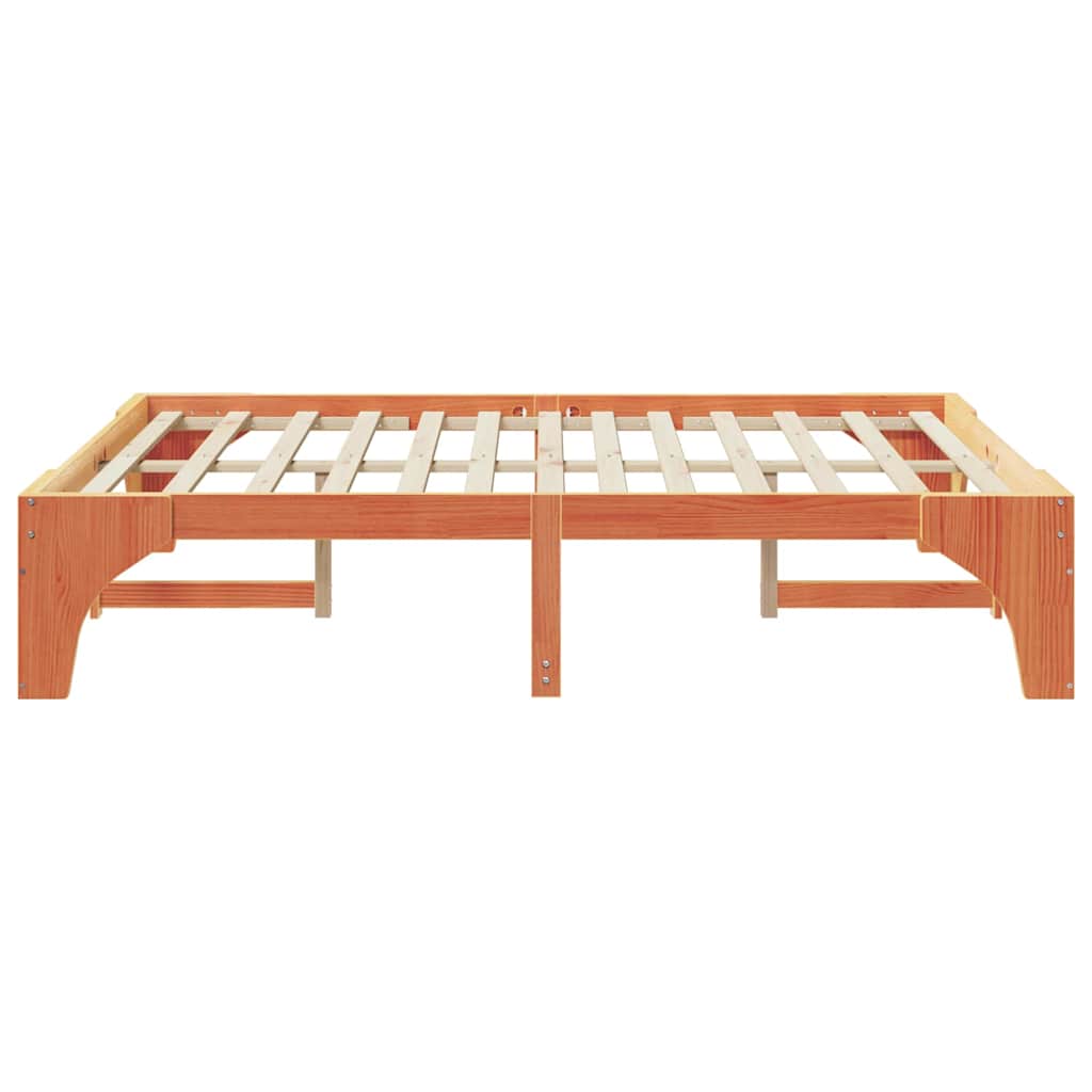 vidaXL Struttura letto a terra Marrone Legno di pino massello