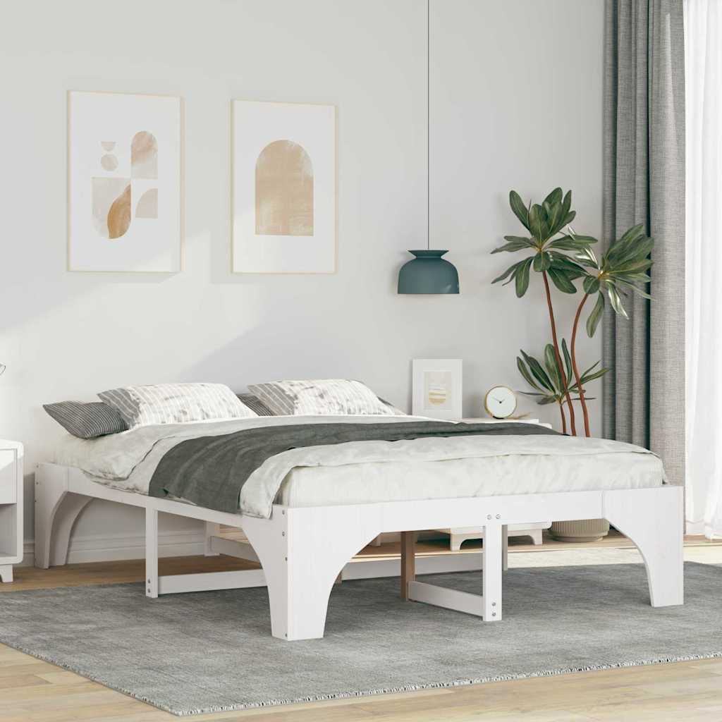 vidaXL Struttura letto a terra Bianco Legno di pino massello