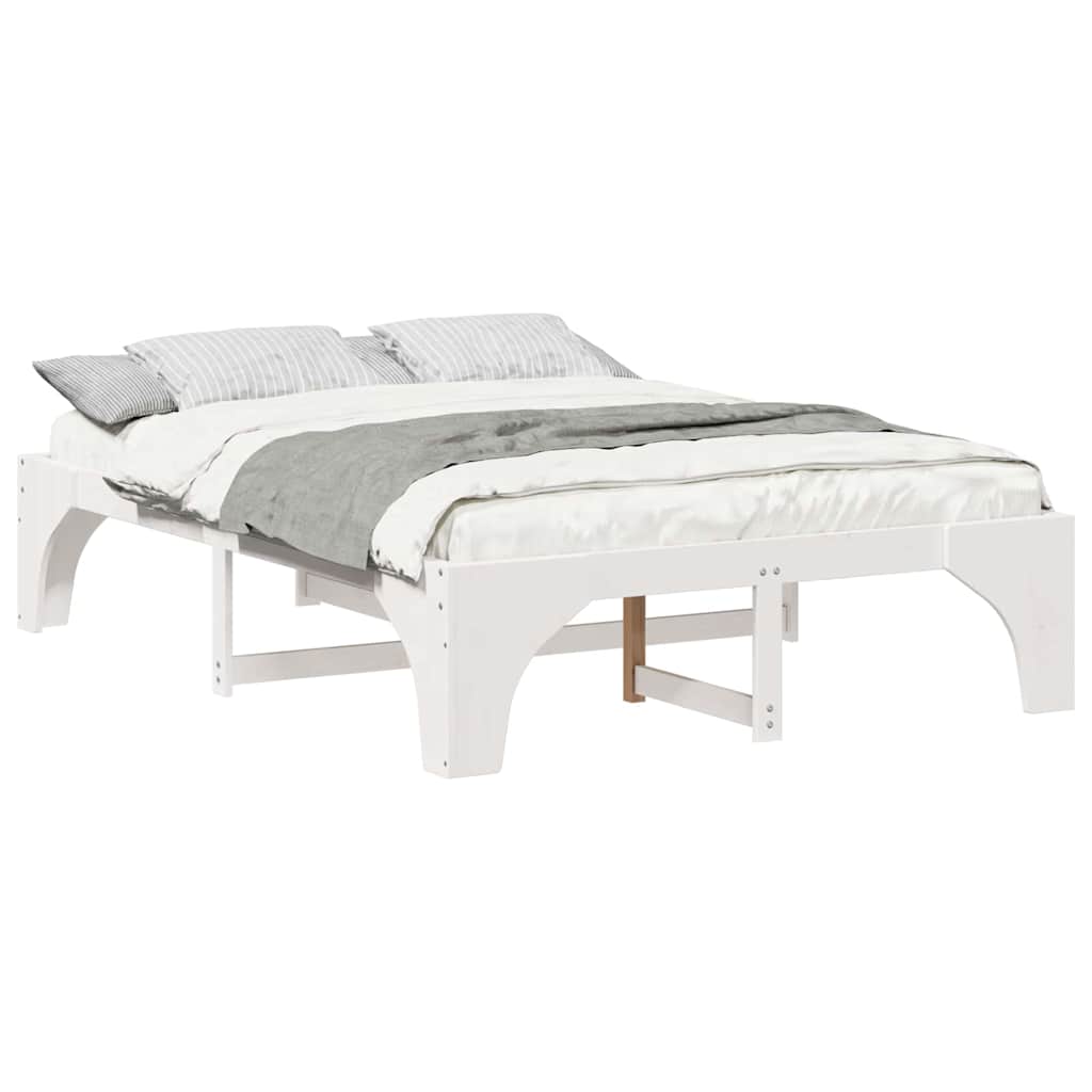 vidaXL Struttura letto a terra Bianco Legno di pino massello