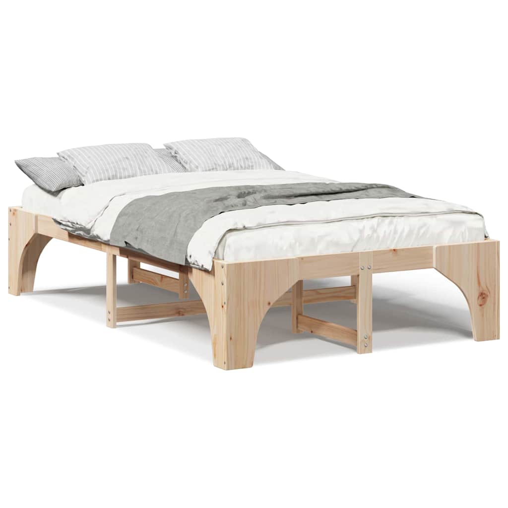 vidaXL Struttura letto a terra Marrone Legno di pino massello