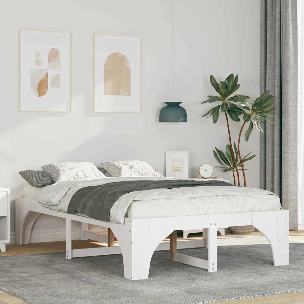 vidaXL Struttura letto a terra Bianco Legno di pino massello