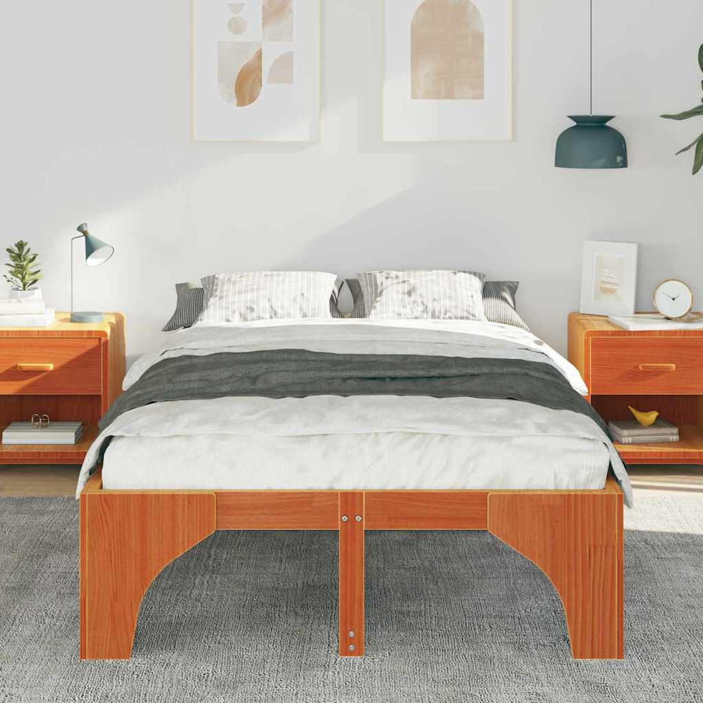 vidaXL Struttura letto a terra con archiviazione Marrone Legno di pino