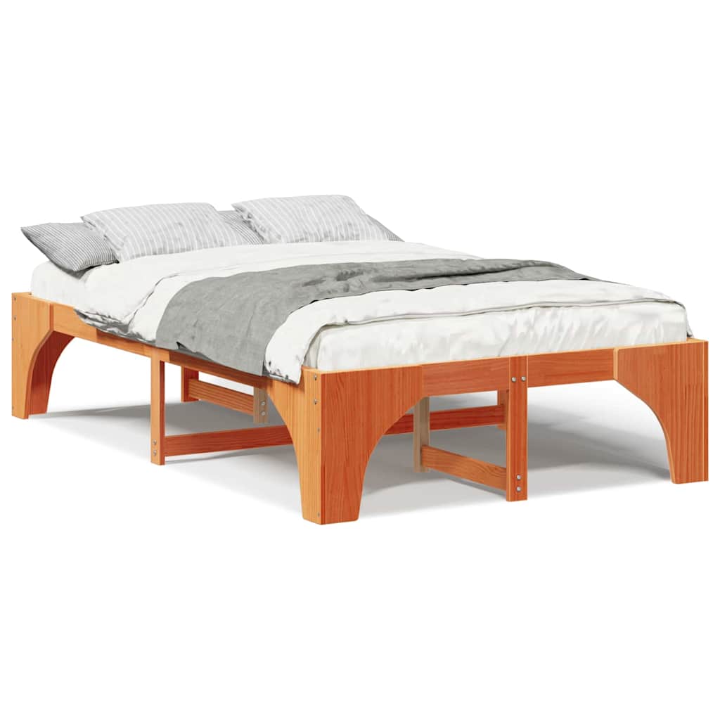 vidaXL Struttura letto a terra con archiviazione Marrone Legno di pino