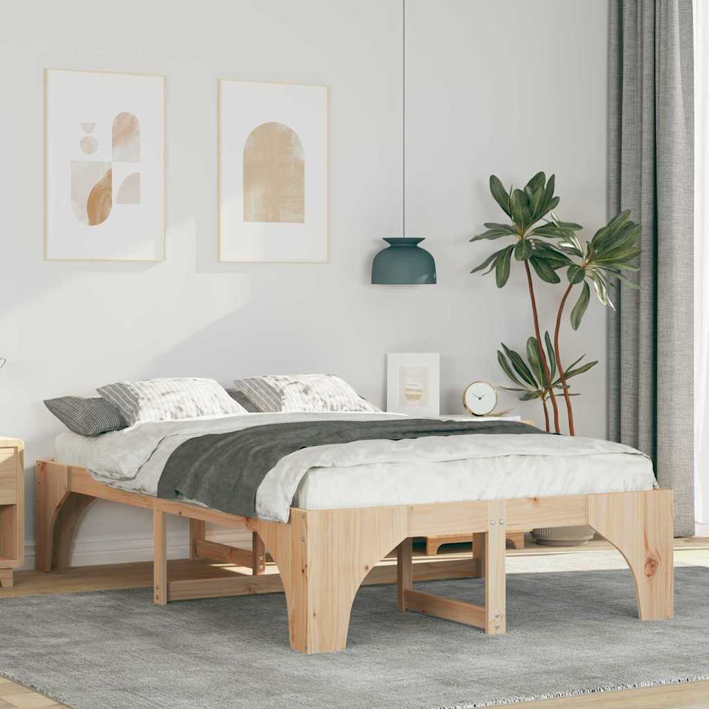 vidaXL Struttura letto a terra con archiviazione Marrone Legno di pino