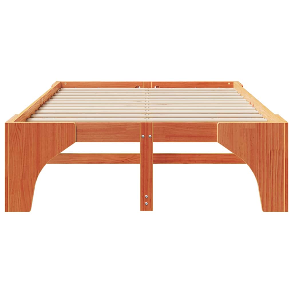 vidaXL Struttura letto a terra Marrone Legno di pino massello