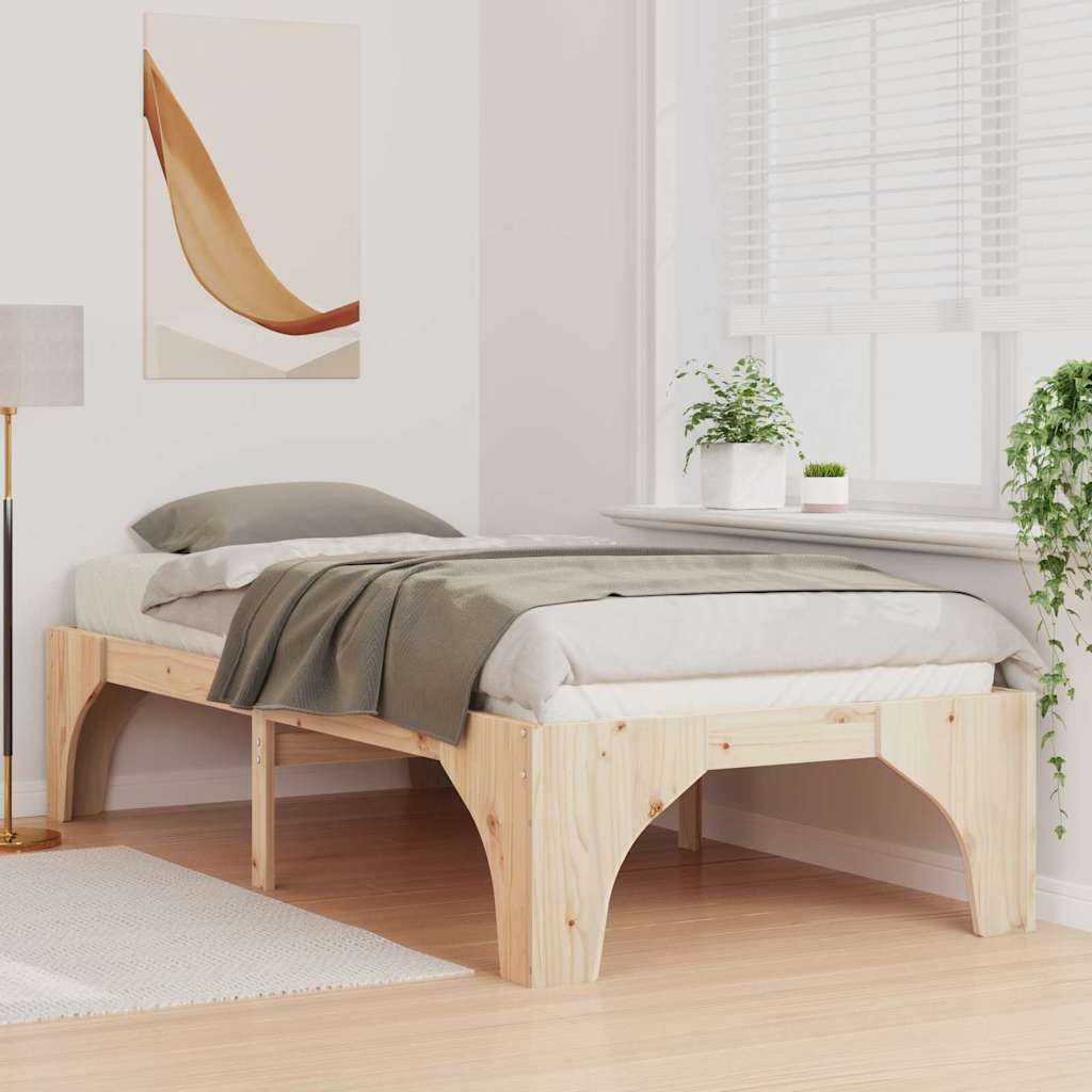 vidaXL Struttura letto a terra Marrone Legno di pino massello
