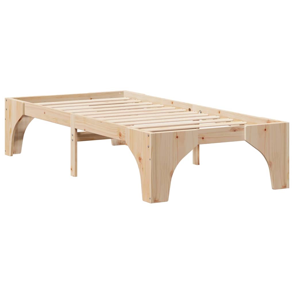 vidaXL Struttura letto a terra Marrone Legno di pino massello