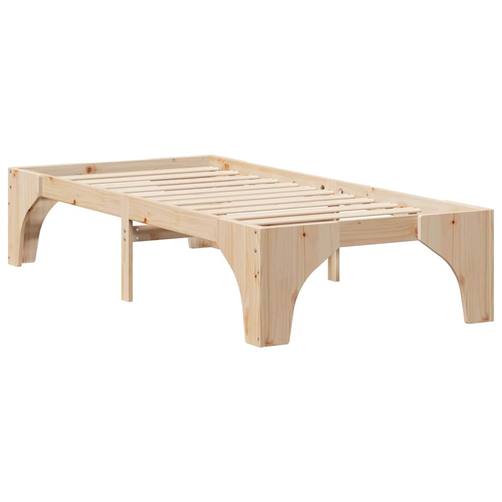 vidaXL Struttura letto a terra Marrone Legno di pino massello