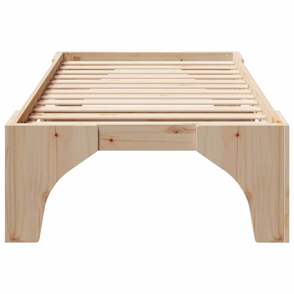 vidaXL Struttura letto a terra Marrone Legno di pino massello