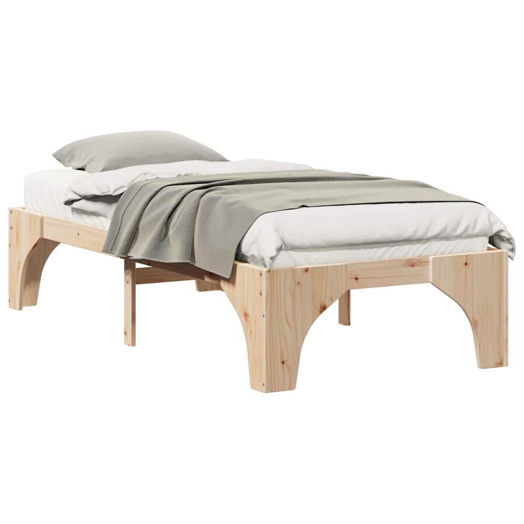vidaXL Struttura letto a terra Marrone Legno di pino massello