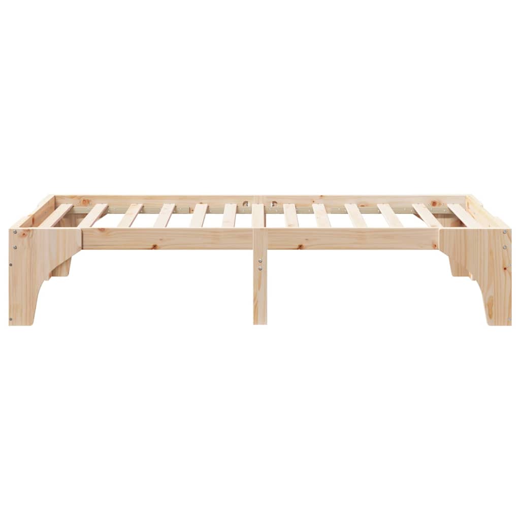 vidaXL Struttura letto a terra Marrone Legno di pino massello