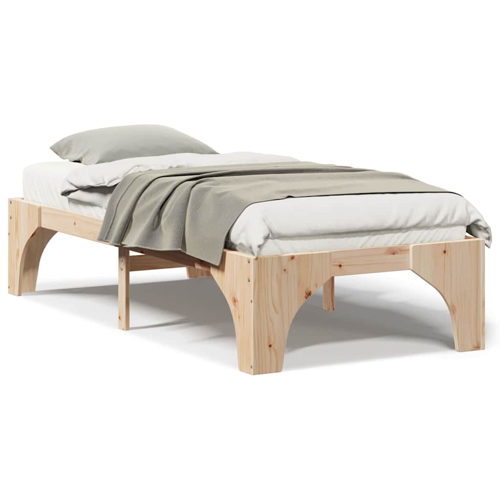 vidaXL Struttura letto a terra Marrone Legno di pino massello