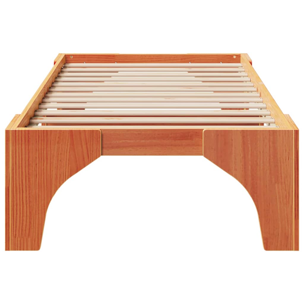 vidaXL Struttura letto a terra Marrone Legno di pino massello