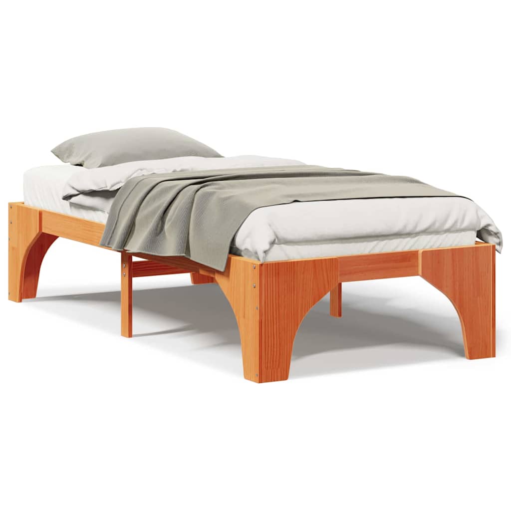 vidaXL Struttura letto a terra Marrone Legno di pino massello