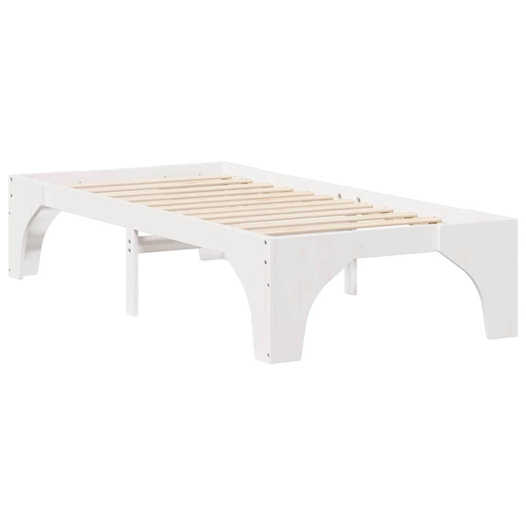 vidaXL Struttura letto a terra Bianco Legno di pino massello