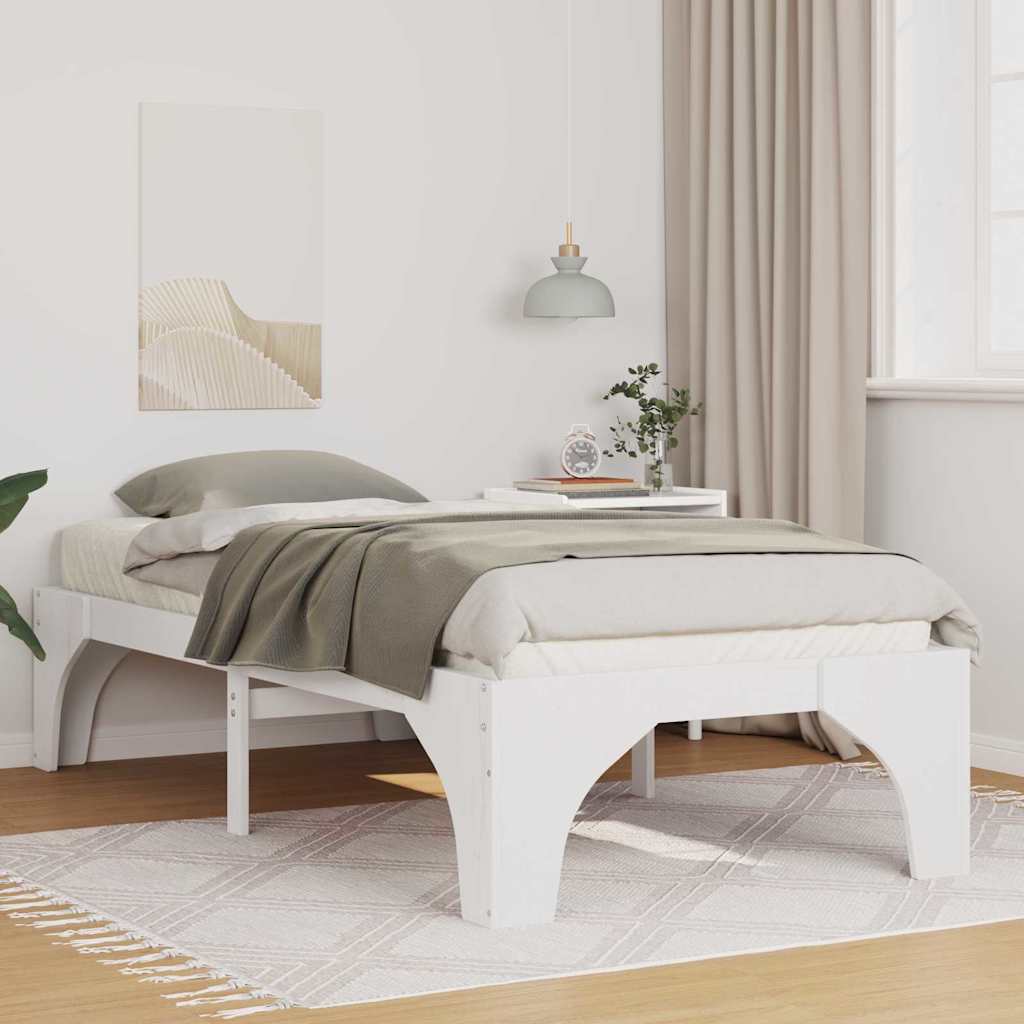 vidaXL Struttura letto a terra Bianco Legno di pino massello