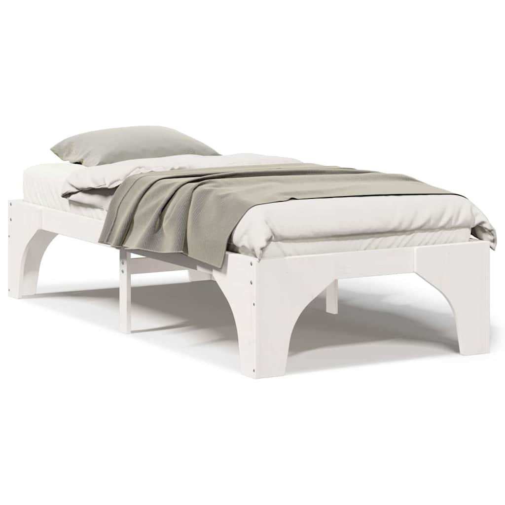 vidaXL Struttura letto a terra Bianco Legno di pino massello