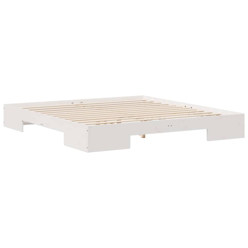 vidaXL Struttura letto a terra Bianco Legno di pino massello