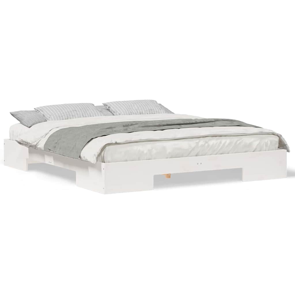 vidaXL Struttura letto a terra Bianco Legno di pino massello