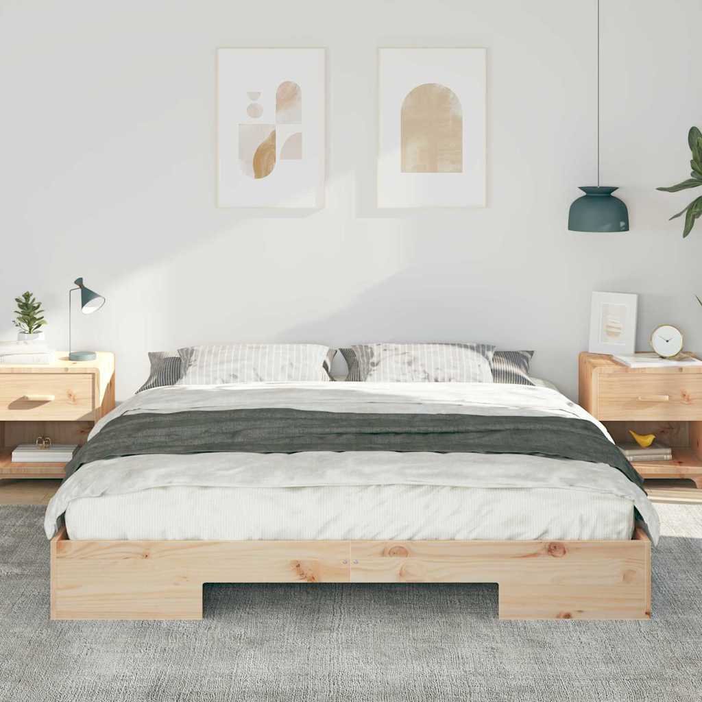 vidaXL Struttura letto a terra Marrone Legno di pino massello