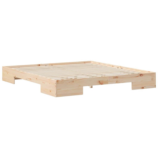 vidaXL Struttura letto a terra Marrone Legno di pino massello