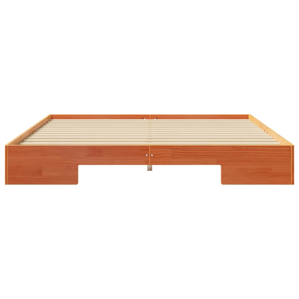 vidaXL Struttura letto a terra Marrone Legno di pino massello
