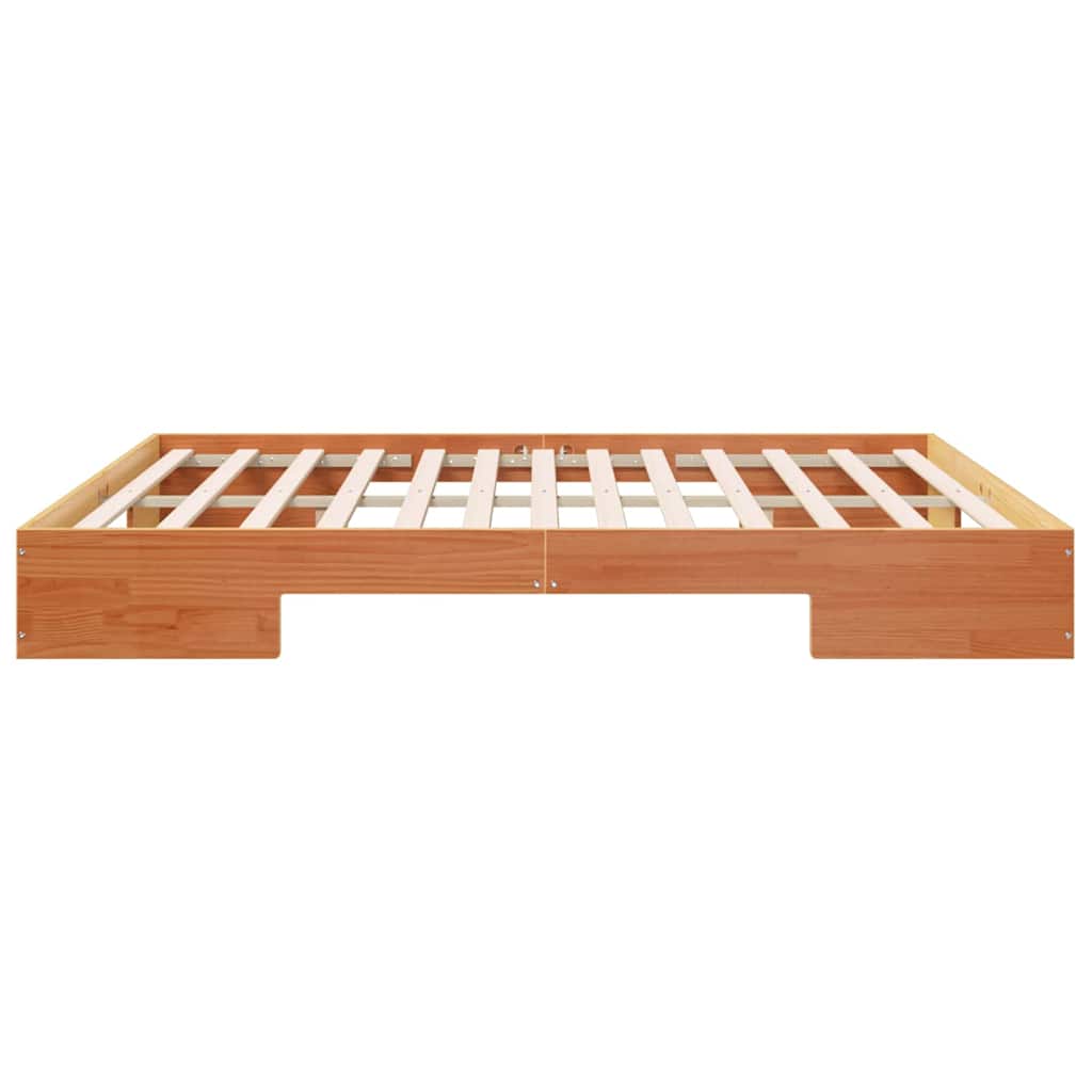 vidaXL Struttura letto a terra Marrone Legno di pino massello