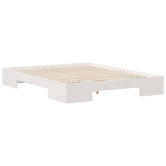 vidaXL Struttura letto a terra Bianco Legno di pino massello