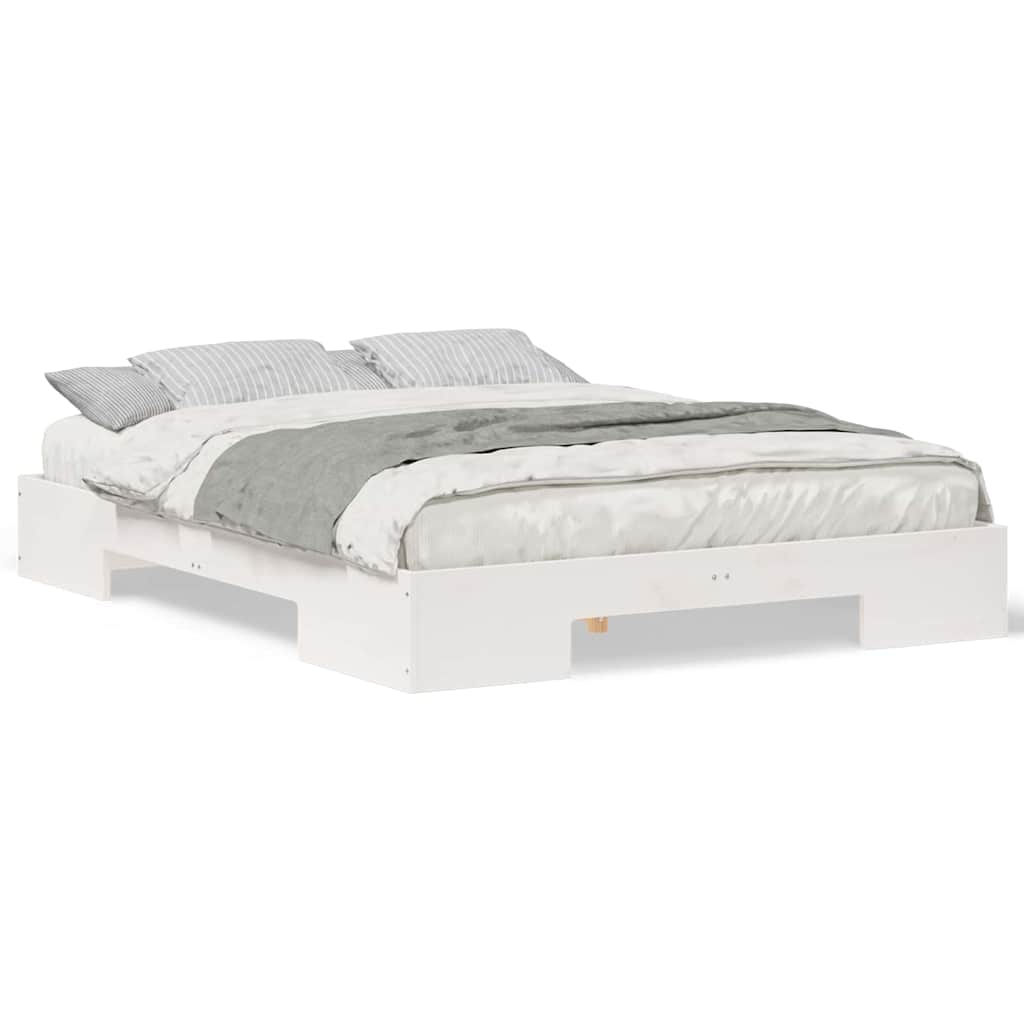 vidaXL Struttura letto a terra Bianco Legno di pino massello