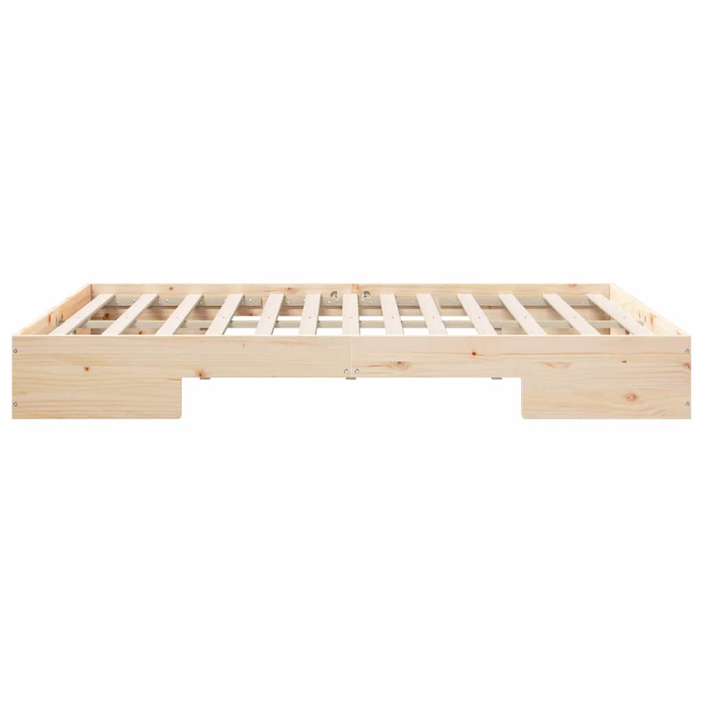 vidaXL Struttura letto a terra Marrone Legno di pino massello