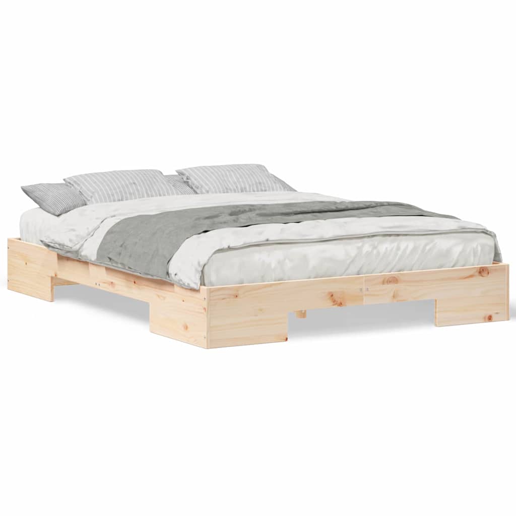 vidaXL Struttura letto a terra Marrone Legno di pino massello
