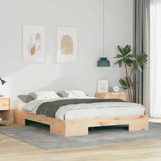vidaXL Struttura letto a terra Marrone Legno di pino massello