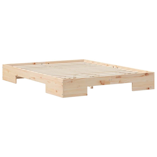 vidaXL Struttura letto a terra Marrone Legno di pino massello