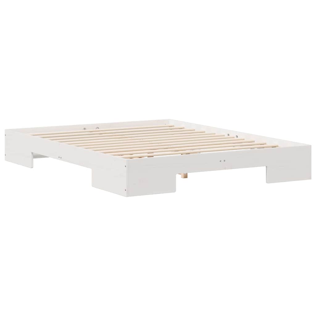 vidaXL Struttura letto a terra Bianco Legno di pino massello