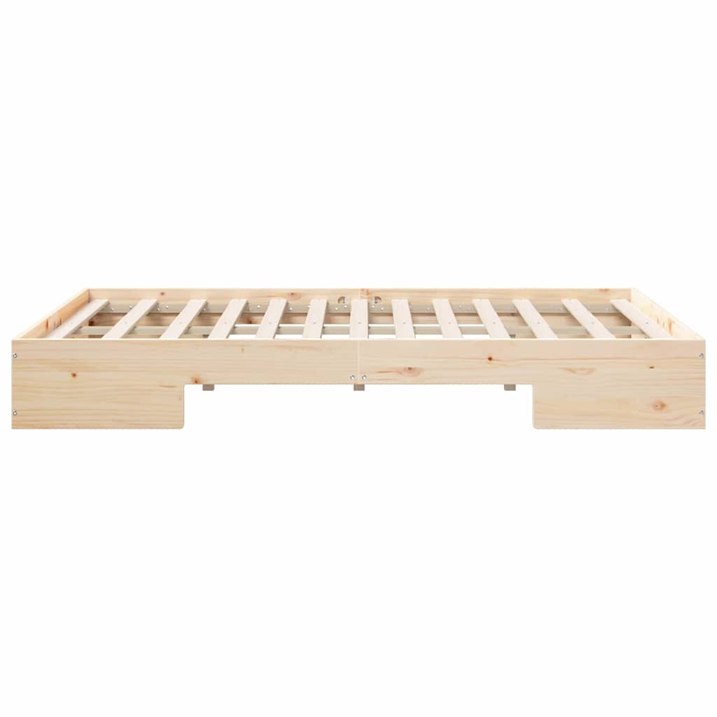 vidaXL Struttura letto a terra Marrone Legno di pino massello