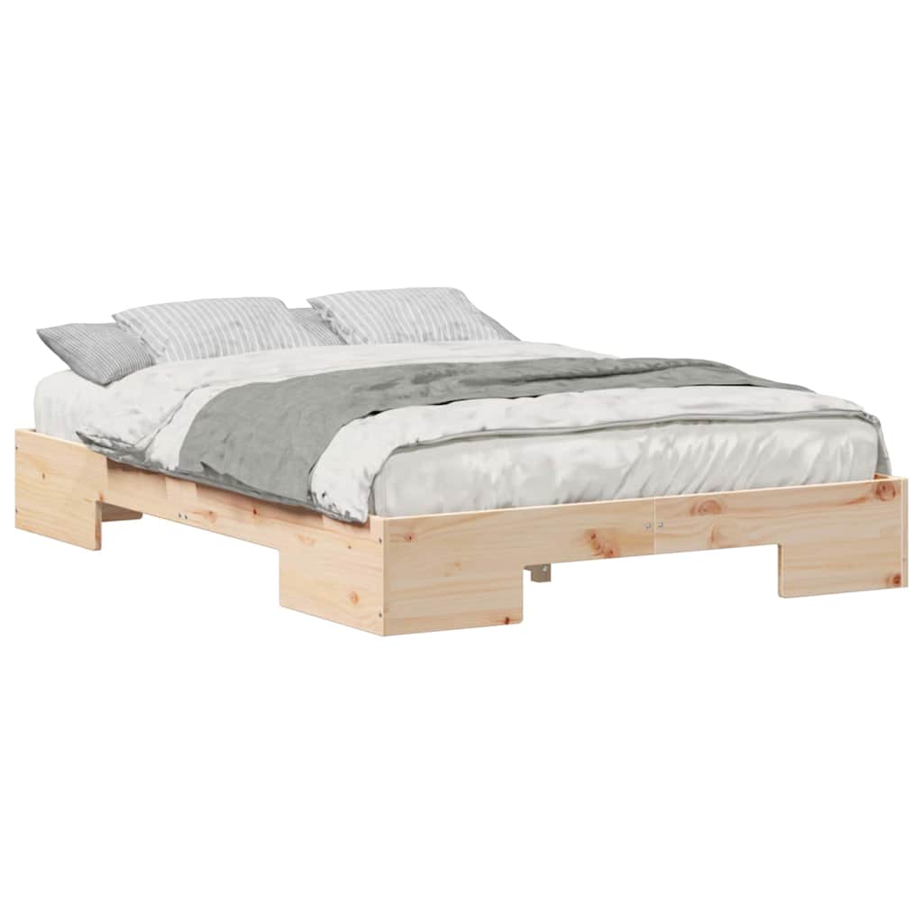 vidaXL Struttura letto a terra Marrone Legno di pino massello