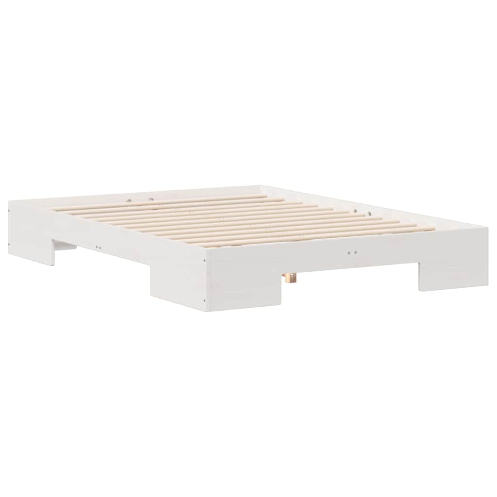 vidaXL Struttura letto a terra Bianco Legno di pino massello