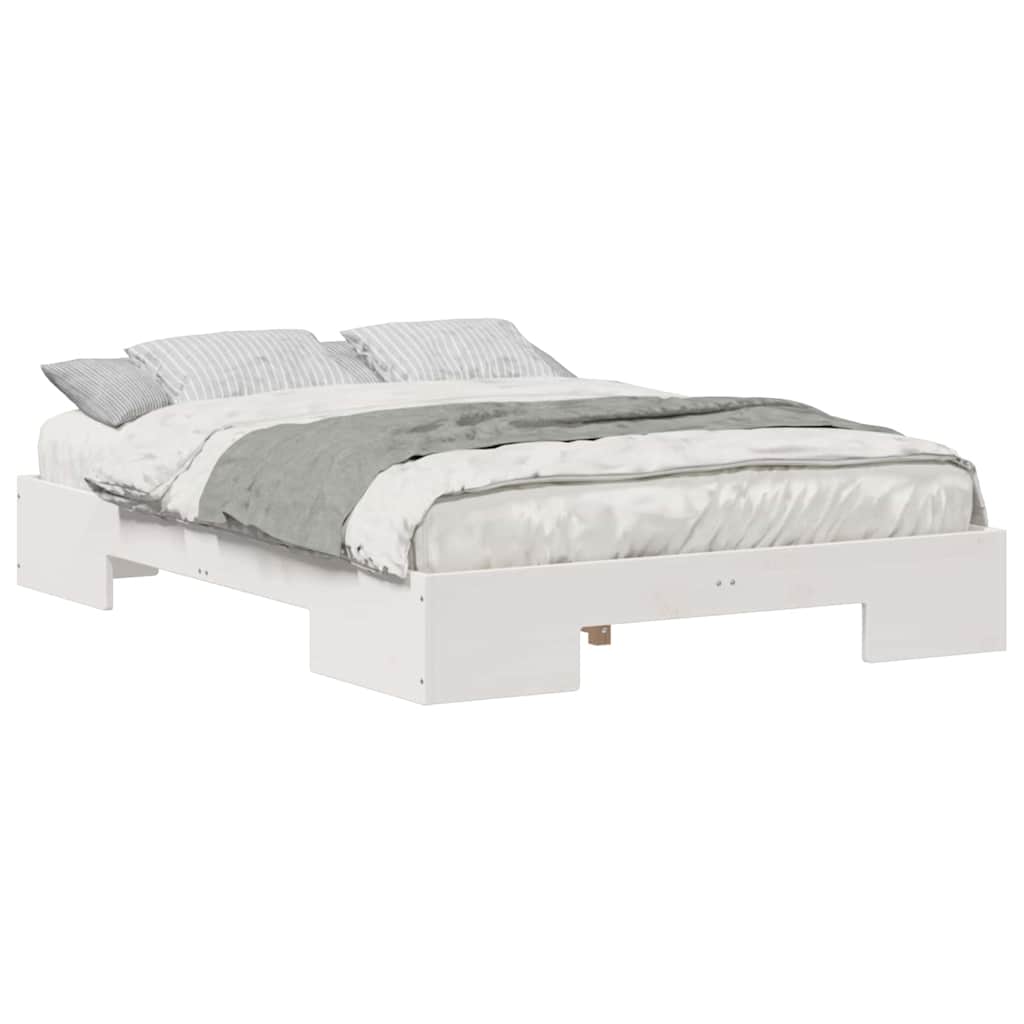 vidaXL Struttura letto a terra Bianco Legno di pino massello