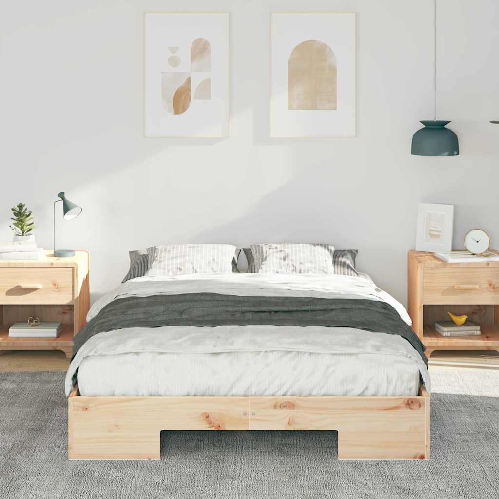 vidaXL Struttura letto a terra Marrone Legno di pino massello